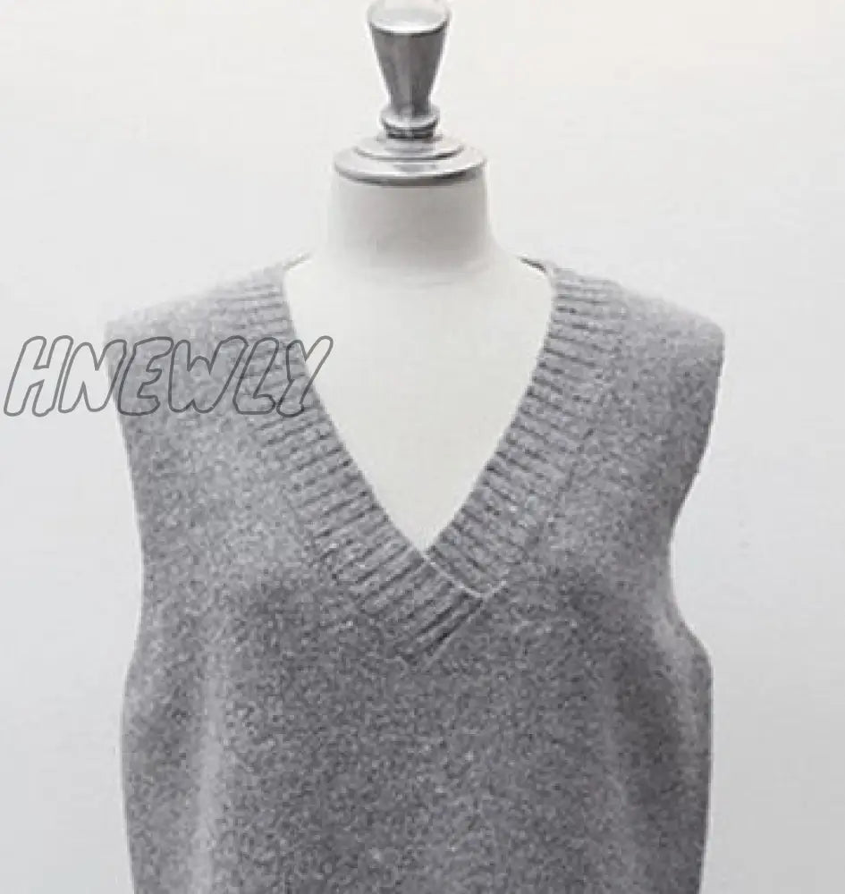 Hnewly Vest New Autumn Women Vest Pretty Sleeveless O-Neck Rabbit Hair Knitted Vest Women Plus Size 2XL 3XL 4XL Famale Vests