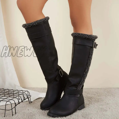 Hnewly Warm Knee High Snow Boots Winter Fur Lined Riding Boots