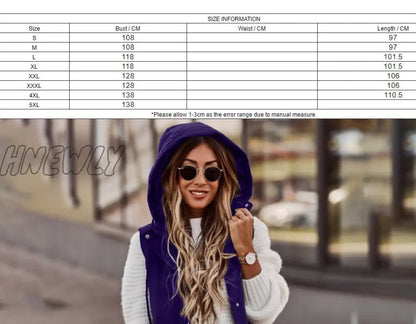 xsrrr Warm Winter Women Long Vests Fashion Hooded Sleeveless Casual Lady Brief Outwear Vest Blouse Shirts Coat Femme Sweatshirt