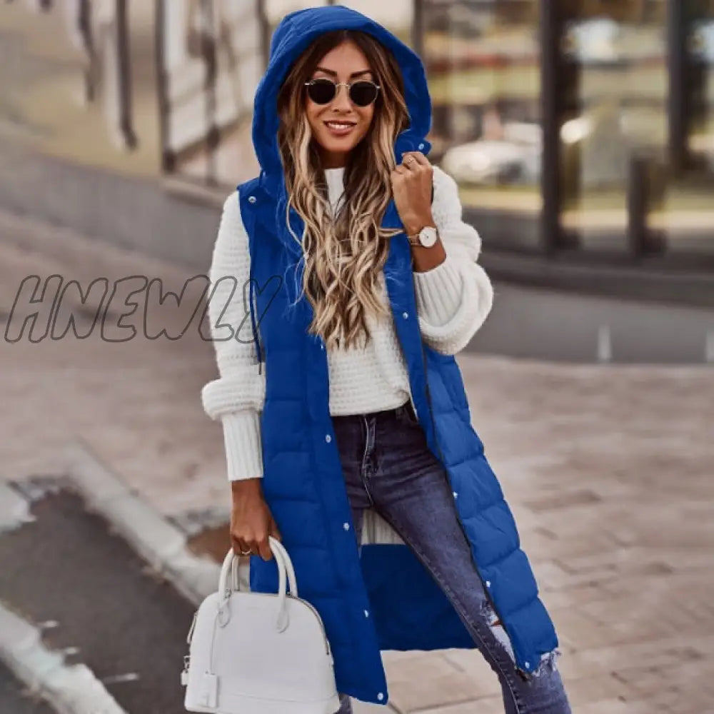 xsrrr Warm Winter Women Long Vests Fashion Hooded Sleeveless Casual Lady Brief Outwear Vest Blouse Shirts Coat Femme Sweatshirt