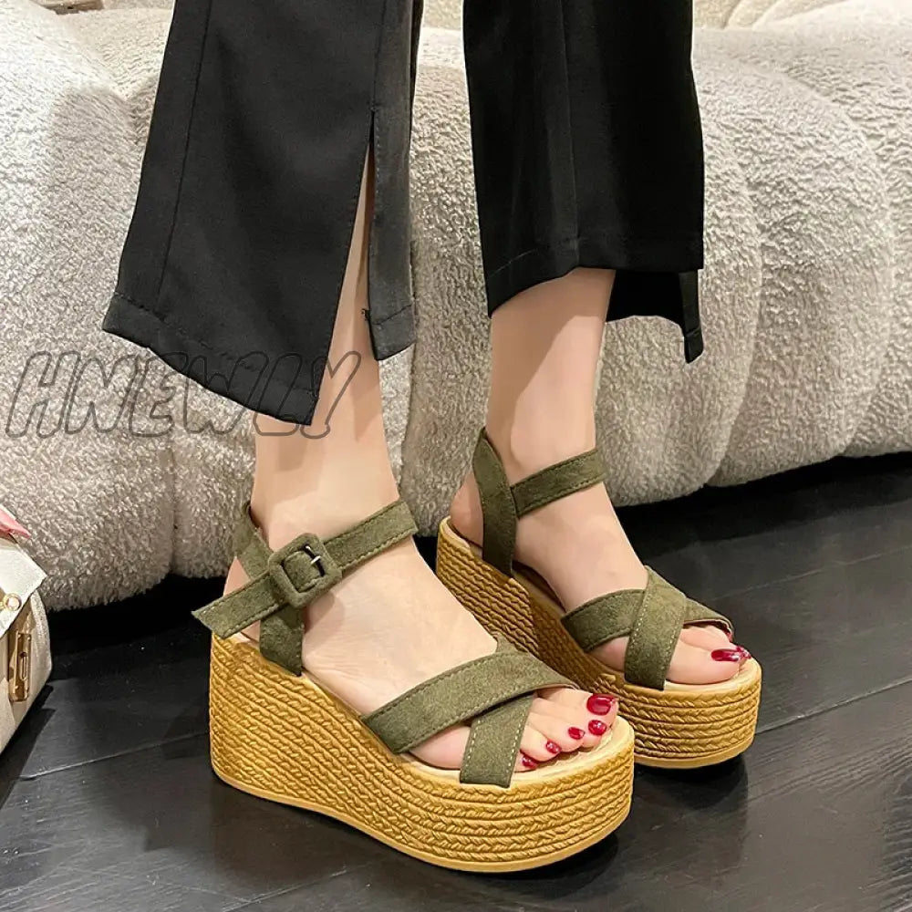 xsrrr Wedge Heel Summer New Fashion Platform Thick Bottom Buckle Casual Comfortable Walking Shoes Sandals for Women