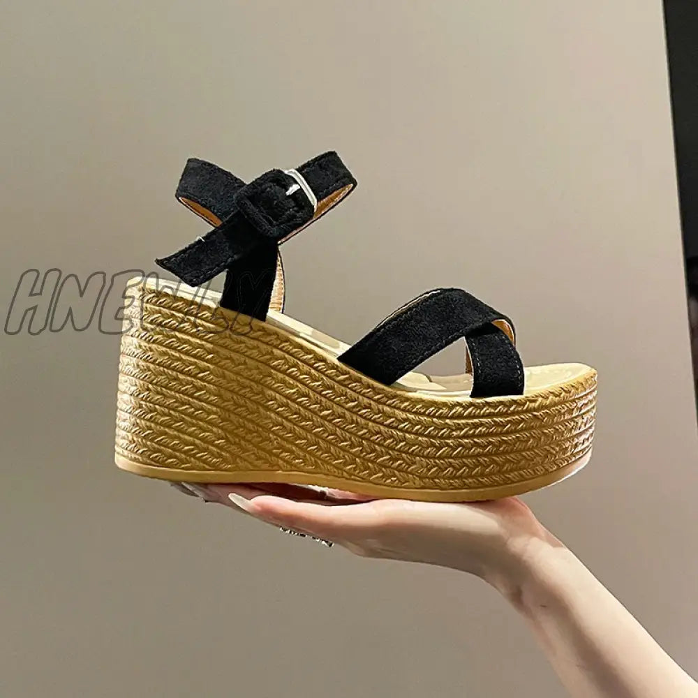 xsrrr Wedge Heel Summer New Fashion Platform Thick Bottom Buckle Casual Comfortable Walking Shoes Sandals for Women