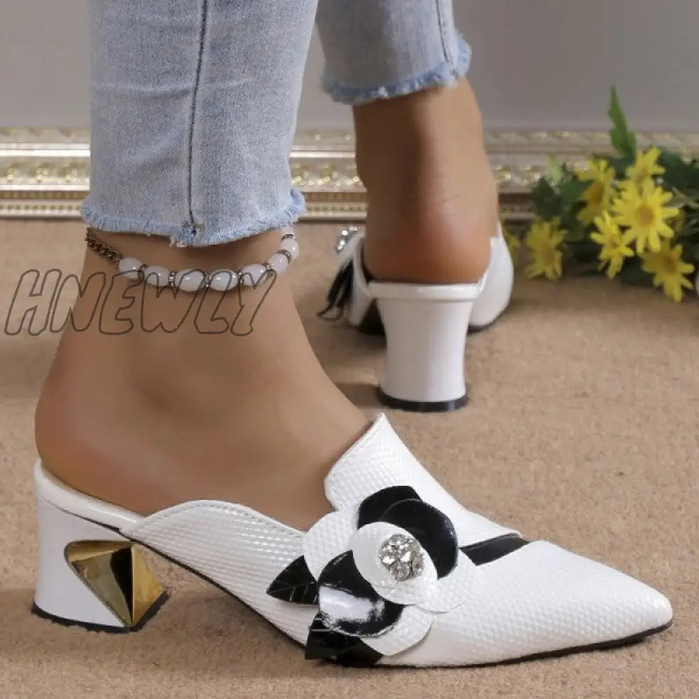 xsrrr - White Casual Patchwork Pointed Out Door Wedges Shoes (Heel Height 2.75in)