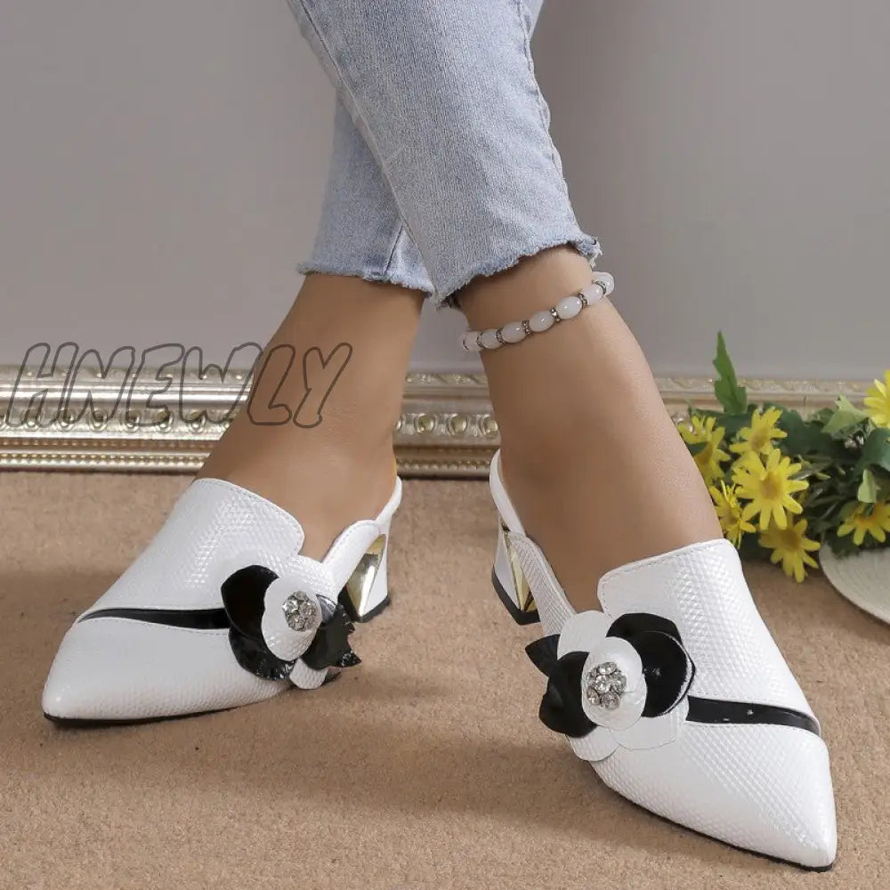 xsrrr - White Casual Patchwork Pointed Out Door Wedges Shoes (Heel Height 2.75in)