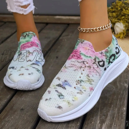 xsrrr - White Casual Patchwork Printing Round Mesh Breathable Comfortable Out Door Shoes