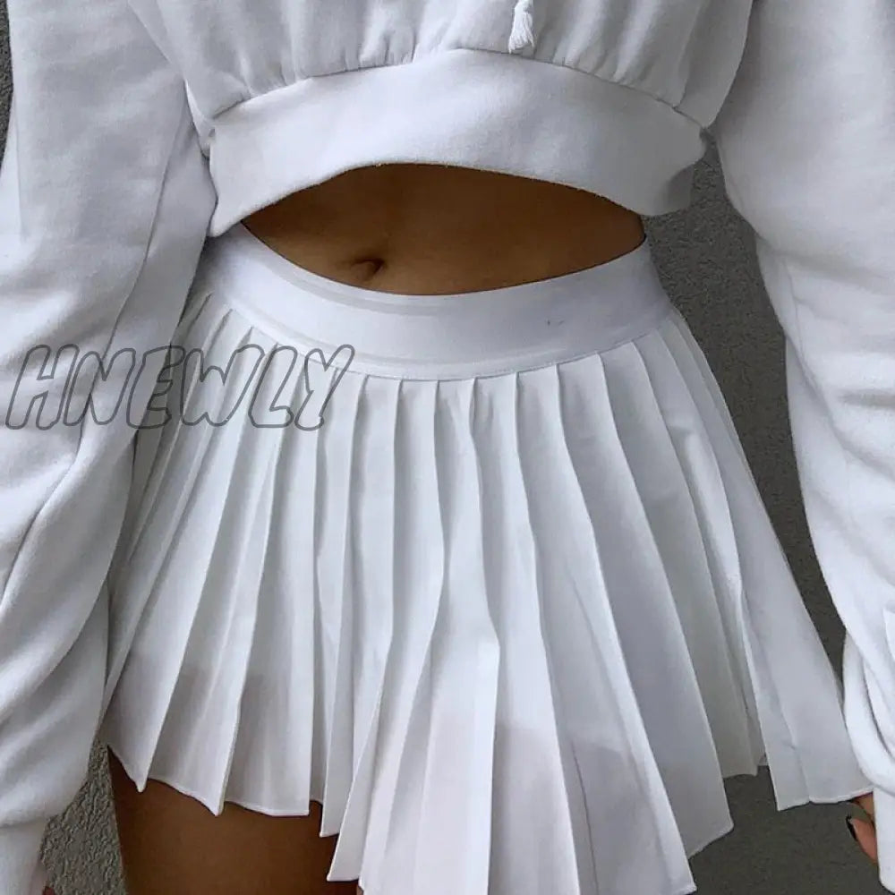 xsrrr White Pleated Skirt Short Woman Elastic Waist Mini Skirts Sexy Mircro Summer Embroidery Mini Tennis Skirt New Preppy