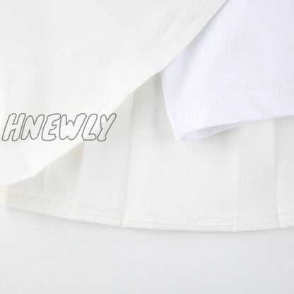 xsrrr White Pleated Skirt Short Woman Elastic Waist Mini Skirts Sexy Mircro Summer Embroidery Mini Tennis Skirt New Preppy