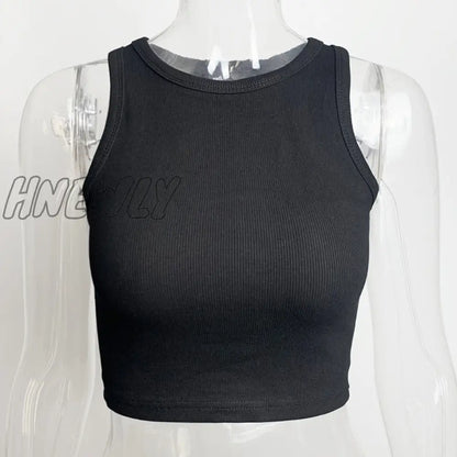 xsrrr White Women Tank Top Sexy Elastic Solid Ribbed O Neck Off Shouled Casual Summer Tank Tops Female Black Street Wear Trendy Summer Fits