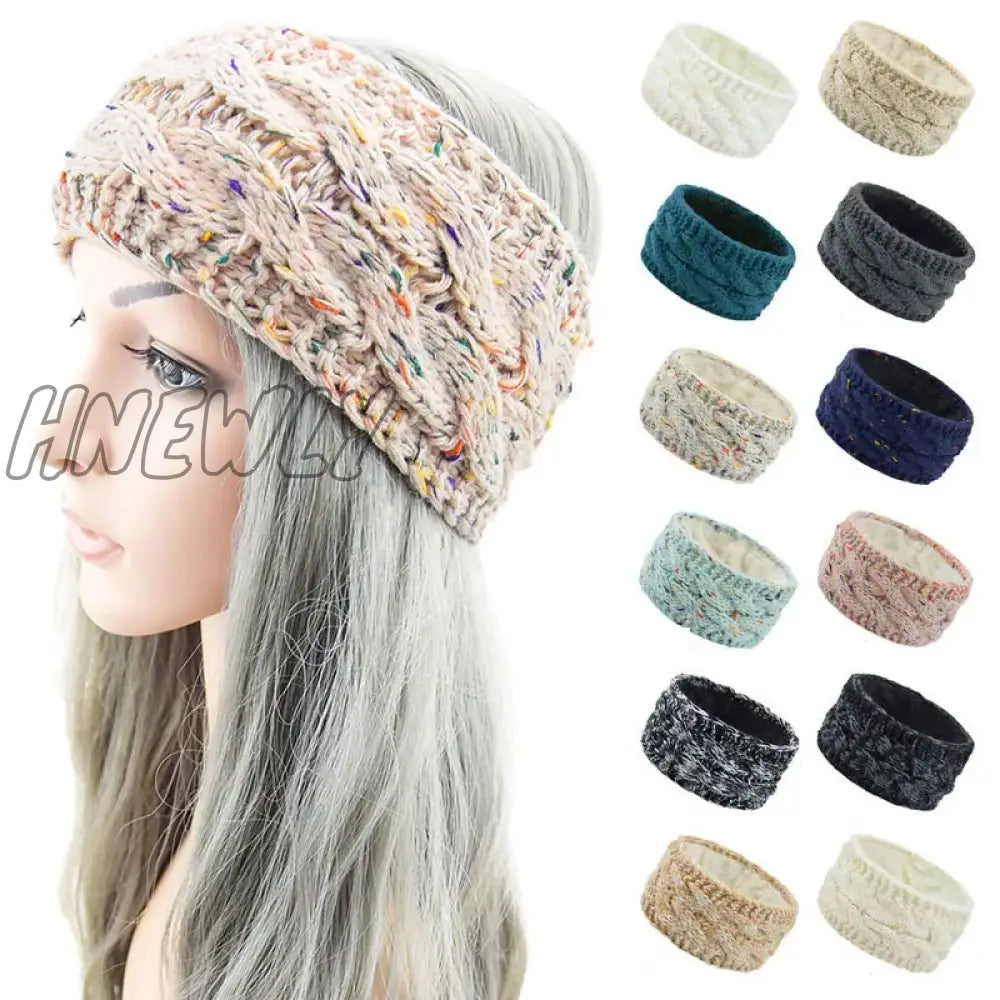 Hnewly Wide Knitting Woolen Headband Winter Warm Ear Women Thicken Turban Hair Accessories Girl Hair Band Headwraps Ear Warmer