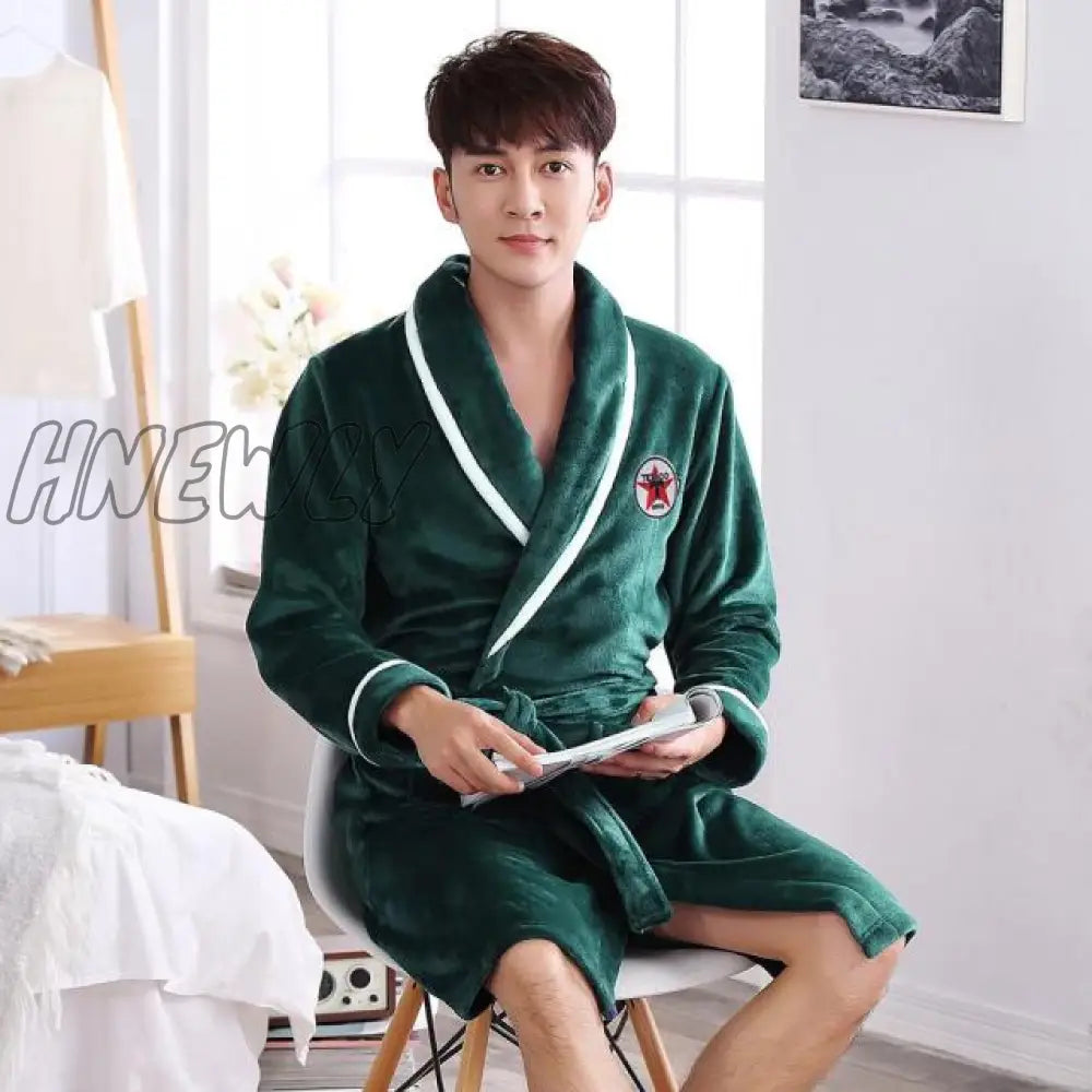 Hnewly Winter Thick Warm Female Coral Fleece Kimono Robe Lovers Couple Nightgown Bath Gown Sleepwear Men Large Nightwear M L XL XXL 3XL