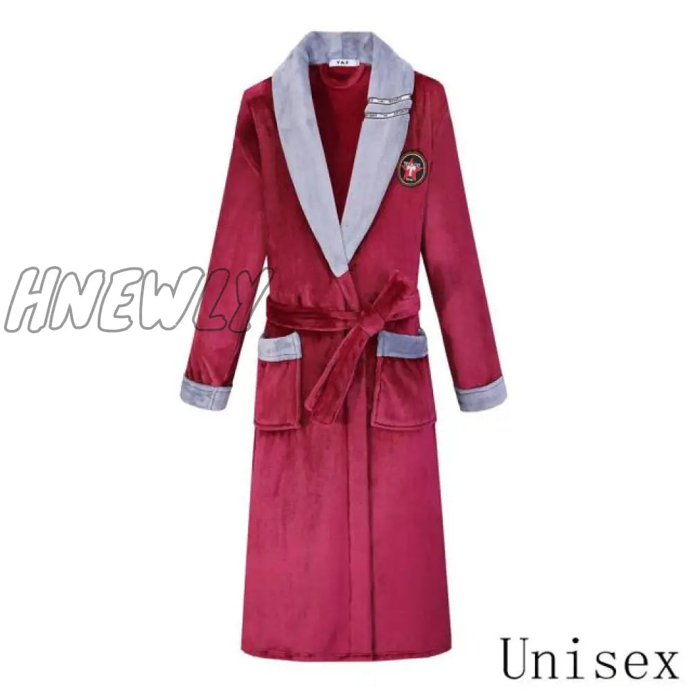 Hnewly Winter Thick Warm Female Coral Fleece Kimono Robe Lovers Couple Nightgown Bath Gown Sleepwear Men Large Nightwear M L XL XXL 3XL