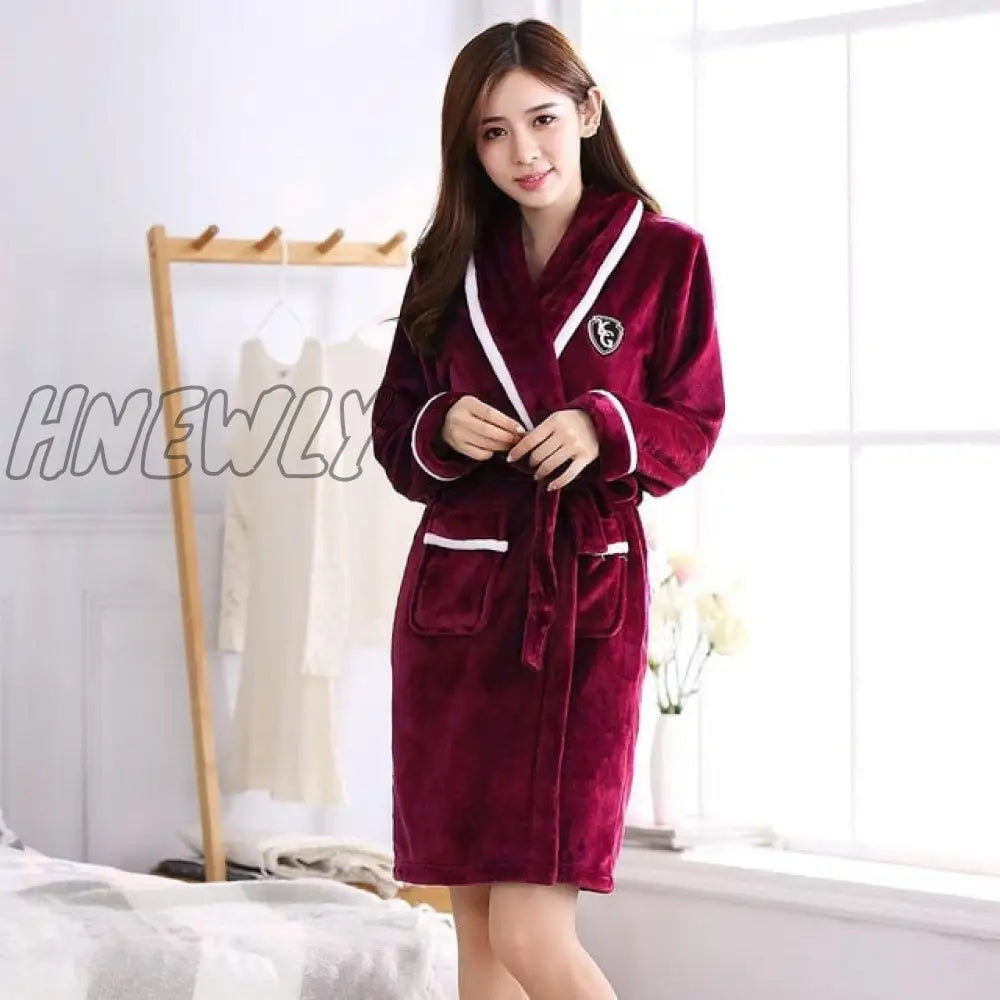 Hnewly Winter Thick Warm Female Coral Fleece Kimono Robe Lovers Couple Nightgown Bath Gown Sleepwear Men Large Nightwear M L XL XXL 3XL