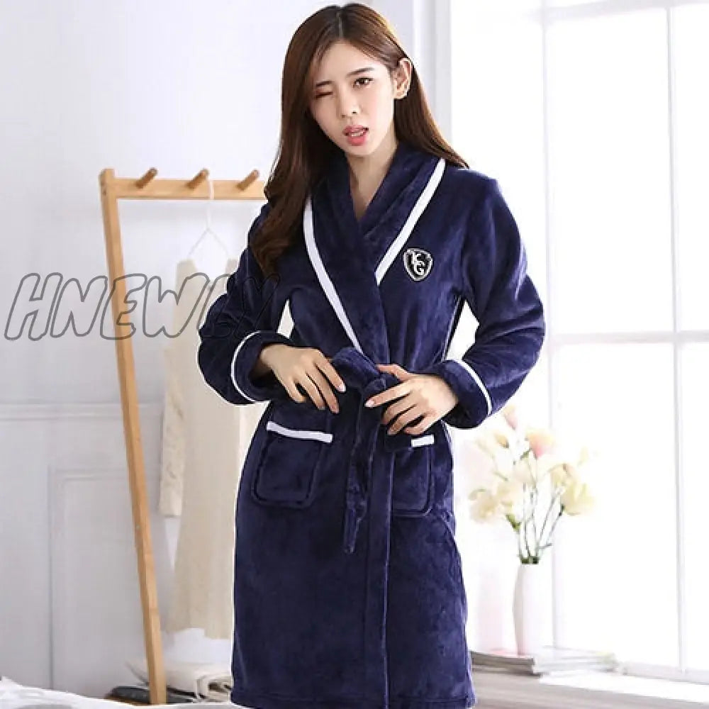 Hnewly Winter Thick Warm Female Coral Fleece Kimono Robe Lovers Couple Nightgown Bath Gown Sleepwear Men Large Nightwear M L XL XXL 3XL