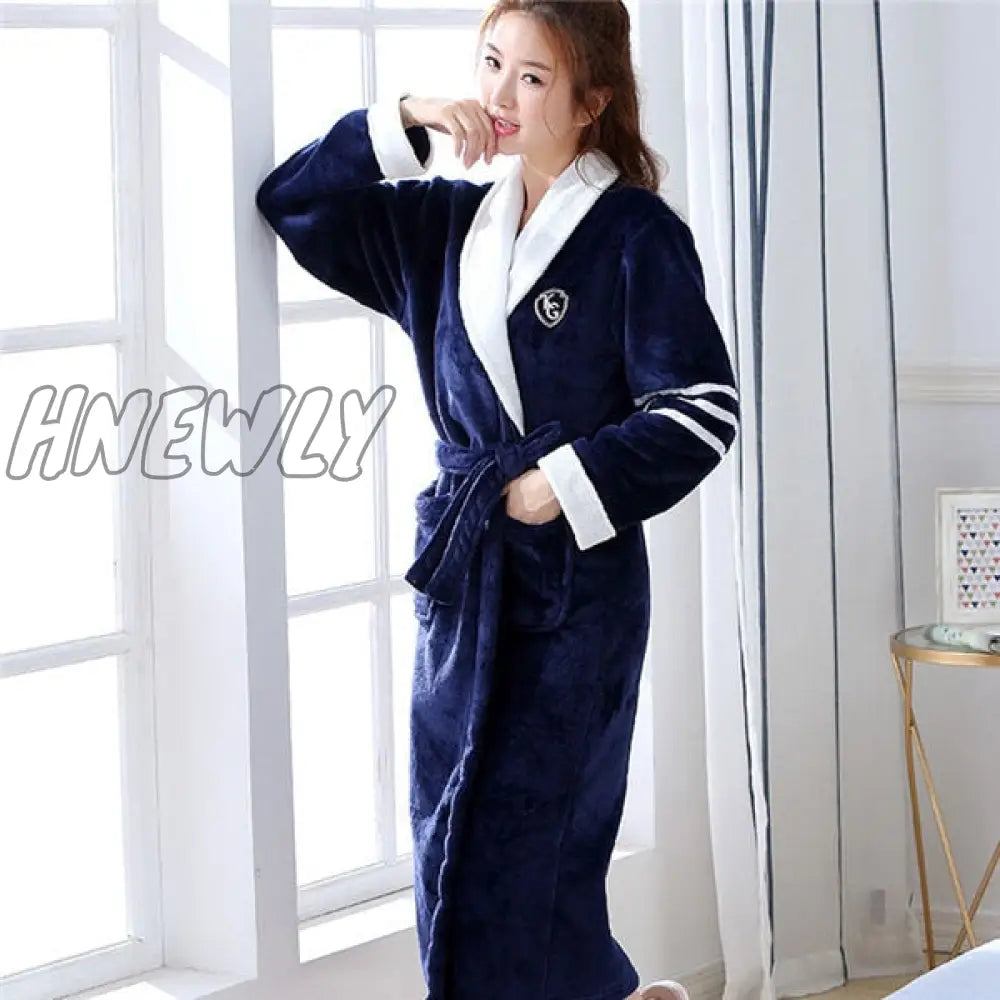 Hnewly Winter Thick Warm Female Coral Fleece Kimono Robe Lovers Couple Nightgown Bath Gown Sleepwear Men Large Nightwear M L XL XXL 3XL