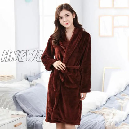 Hnewly Winter Thick Warm Female Coral Fleece Kimono Robe Lovers Couple Nightgown Bath Gown Sleepwear Men Large Nightwear M L XL XXL 3XL