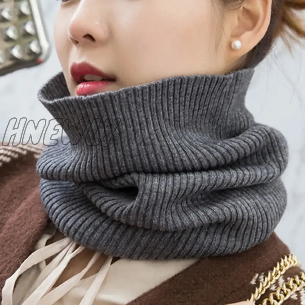 Hnewly Winter Warm Cashmere Scarves Unisex Elastic Wool Knit Ring Neck Scarf Snood Female Thicken Windproof Cycling Driving Pullove