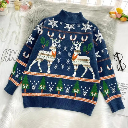 xsrrr Woman Sweaters Autumn Winter plus Size Christmas Knitted Sweater Women Loose Top Femme Chandails Pull Hiver Ugly Christmas Sweater