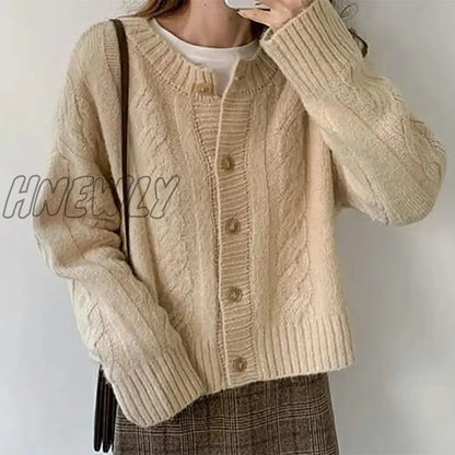 xsrrr Women Buttons Up Knit Warm Cardigan Sweater Coat Solid Short Coat Loose Long Sleeve Casual Sweater Women Fall Winter