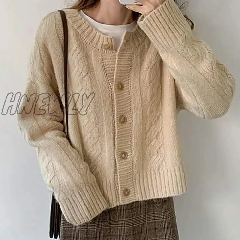 xsrrr Women Buttons Up Knit Warm Cardigan Sweater Coat Solid Short Coat Loose Long Sleeve Casual Sweater Women Fall Winter