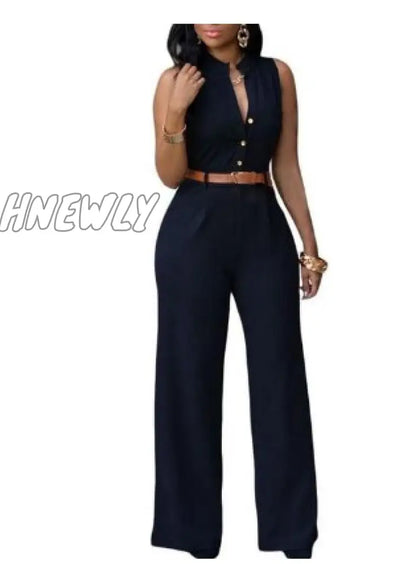 xsrrr Women Casual Sleeveless One Piece Romper Office Sexy V-neck Shirt Jumpsuit Fashion Wide Leg Trousers With Belt Playsuit Overalls Fashion Outfits Summer