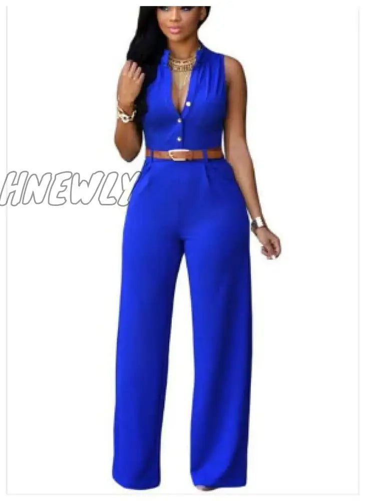 xsrrr Women Casual Sleeveless One Piece Romper Office Sexy V-neck Shirt Jumpsuit Fashion Wide Leg Trousers With Belt Playsuit Overalls Fashion Outfits Summer