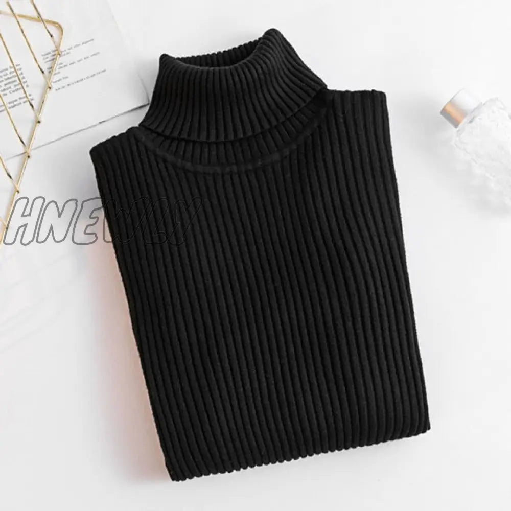 xsrrr Women Casual Turtleneck Knitted Sweater Lady Winter Warm Fashion Korean Harajuku Elastic Long Sleeves Solid Pullovers Sweater Trendy Teen Fashion