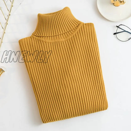 xsrrr Women Casual Turtleneck Knitted Sweater Lady Winter Warm Fashion Korean Harajuku Elastic Long Sleeves Solid Pullovers Sweater Trendy Teen Fashion