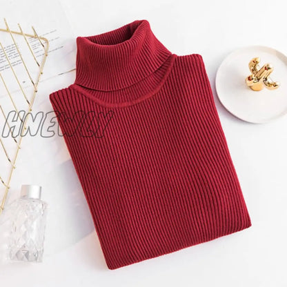 xsrrr Women Casual Turtleneck Knitted Sweater Lady Winter Warm Fashion Korean Harajuku Elastic Long Sleeves Solid Pullovers Sweater Trendy Teen Fashion