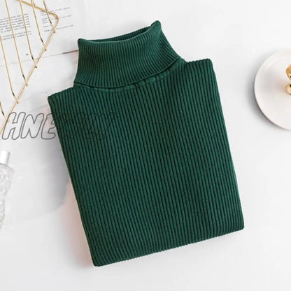 xsrrr Women Casual Turtleneck Knitted Sweater Lady Winter Warm Fashion Korean Harajuku Elastic Long Sleeves Solid Pullovers Sweater Trendy Teen Fashion