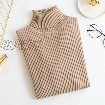 xsrrr Women Casual Turtleneck Knitted Sweater Lady Winter Warm Fashion Korean Harajuku Elastic Long Sleeves Solid Pullovers Sweater Trendy Teen Fashion