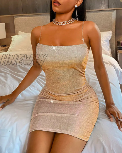 xsrrr Women Fashion Spaghetti Strap Mini Dress Slip Dress Women Sexy Slim Fit Bodycon Party Dress Sequins Short Dress Valentines Party