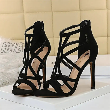 Hnewly Women Gladiator Heels Sandals Fetish 11cm High Heels Boots Lady Peep Toe Yellow Blue Nude Sandle Summer Stripper Nightclub Shoes