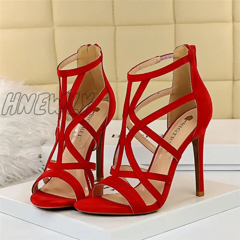 Hnewly Women Gladiator Heels Sandals Fetish 11cm High Heels Boots Lady Peep Toe Yellow Blue Nude Sandle Summer Stripper Nightclub Shoes