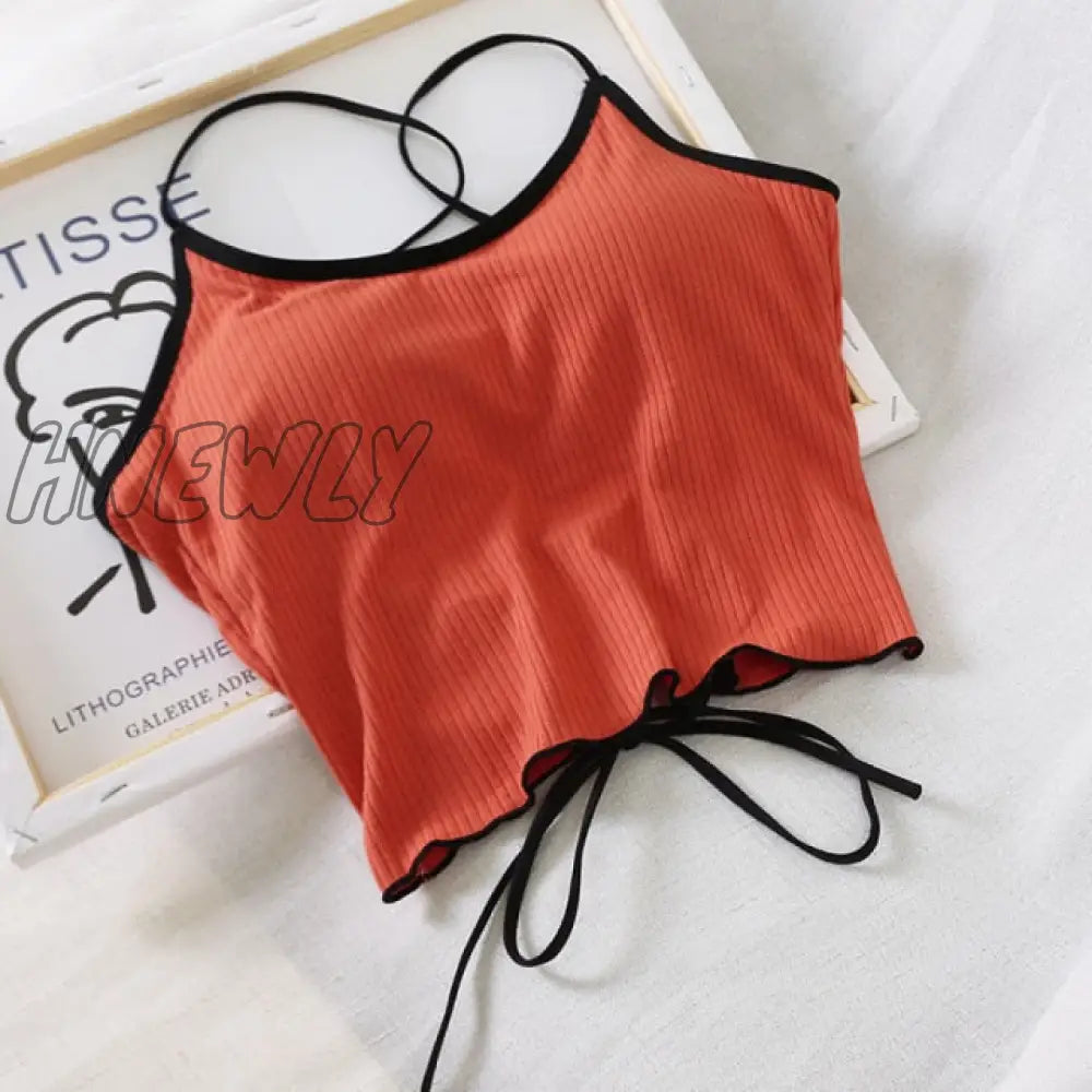 xsrrr Women Halter Tops Backless Bandage Sexy Crop Tops Women Lingerie Underwear Tops Padded Cotton Crop Tops Women Summer