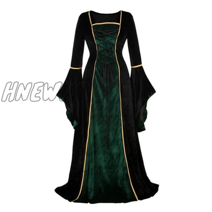 xsrrr Women Renaissance Irish Deluxe Velvet Dress Victorian Medieval Long Dress Retro Fancy Gown Halloween Cosplay Costume Plus Size