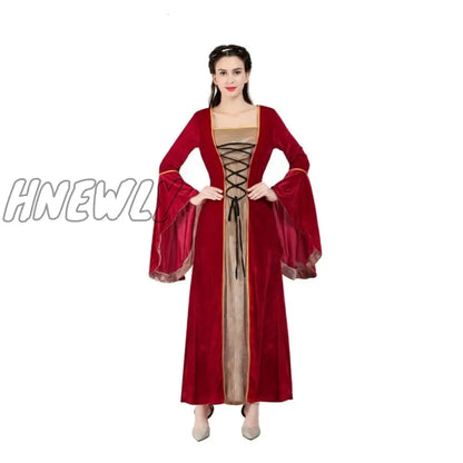 xsrrr Women Renaissance Irish Deluxe Velvet Dress Victorian Medieval Long Dress Retro Fancy Gown Halloween Cosplay Costume Plus Size