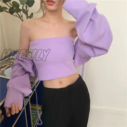 xsrrr Women Sexy Bolero Belt Cropped Sweaters Elegant Design Knitted Cardigan Autumn Winter Long Sleeve Chic All-match Y2k Tops