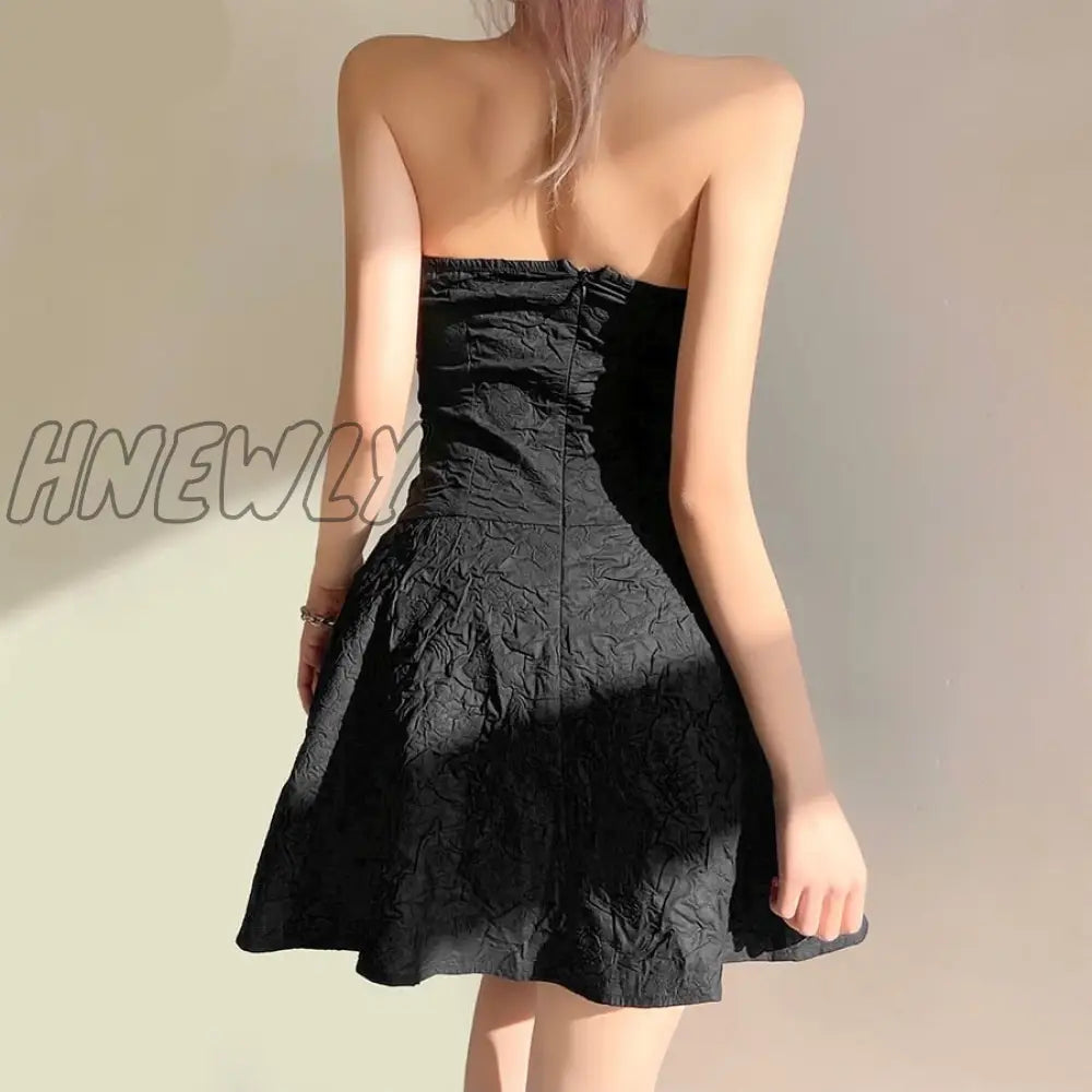 xsrrr Women Summer Fashion Sexy Embossing Mini Strapless Dresses Casual Birthday Club Beach Party Dress Slim High Stretch