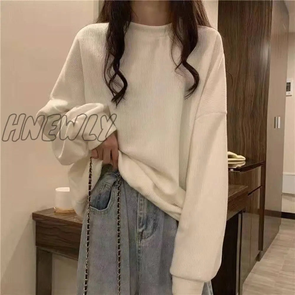 xsrrr Women thin Hoodies Spring Autumn Casual Loose o-neck cotton solid Pullovers Sweatshirt Harajuku Kpop Oversized pink white Hoodie