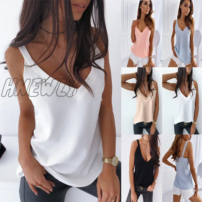 xsrrr Women Tops Summer Sleeveless Halter Backless Shirt Lace V Neck Blouse Ruffle Sexy Casual Tops for Women Beach Tank Top