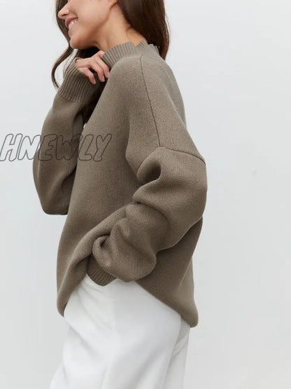 xsrrr Women Turtleneck Sweater CHIC Autumn Winter Thick Warm Pullover Top Oversized Casual Loose Knitted Jumper Female Pull