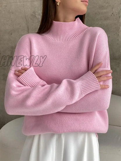 xsrrr Women Turtleneck Sweater CHIC Autumn Winter Thick Warm Pullover Top Oversized Casual Loose Knitted Jumper Female Pull