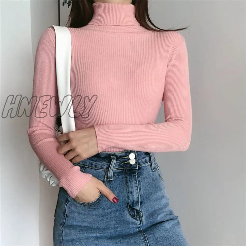 xsrrr Women Turtleneck Sweaters Autumn Winter Korean Slim Pullover Women Basic Tops Casual Soft Knit Sweater Soft Warm Jumper Classic Style Women