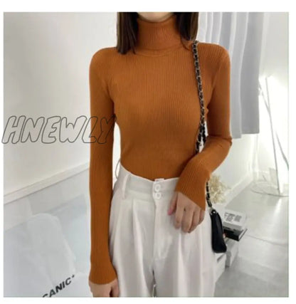 xsrrr Women Turtleneck Sweaters Autumn Winter Korean Slim Pullover Women Basic Tops Casual Soft Knit Sweater Soft Warm Jumper Classic Style Women