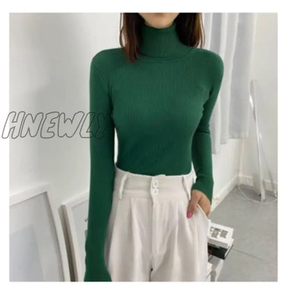 xsrrr Women Turtleneck Sweaters Autumn Winter Korean Slim Pullover Women Basic Tops Casual Soft Knit Sweater Soft Warm Jumper Classic Style Women