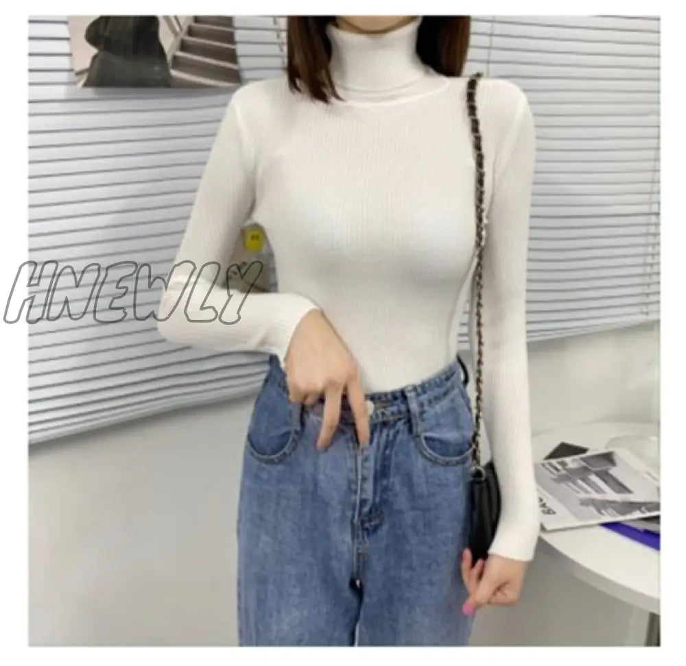 xsrrr Women Turtleneck Sweaters Autumn Winter Korean Slim Pullover Women Basic Tops Casual Soft Knit Sweater Soft Warm Jumper Classic Style Women