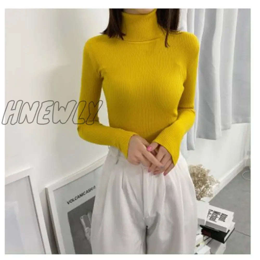 xsrrr Women Turtleneck Sweaters Autumn Winter Korean Slim Pullover Women Basic Tops Casual Soft Knit Sweater Soft Warm Jumper Classic Style Women