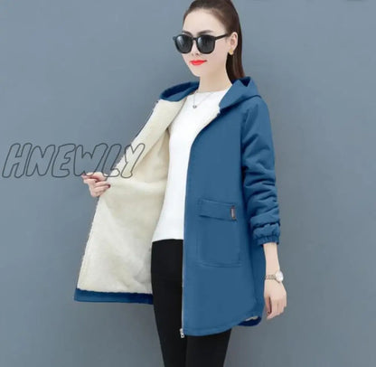 xsrrr Women Winter Coat New Korean Large Size Loose Hooded Jacket Autumn Casual Plus Velvet Female Windbreaker Plus Size 6XL Y562