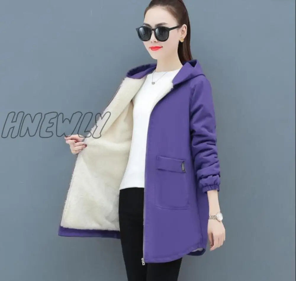 xsrrr Women Winter Coat New Korean Large Size Loose Hooded Jacket Autumn Casual Plus Velvet Female Windbreaker Plus Size 6XL Y562