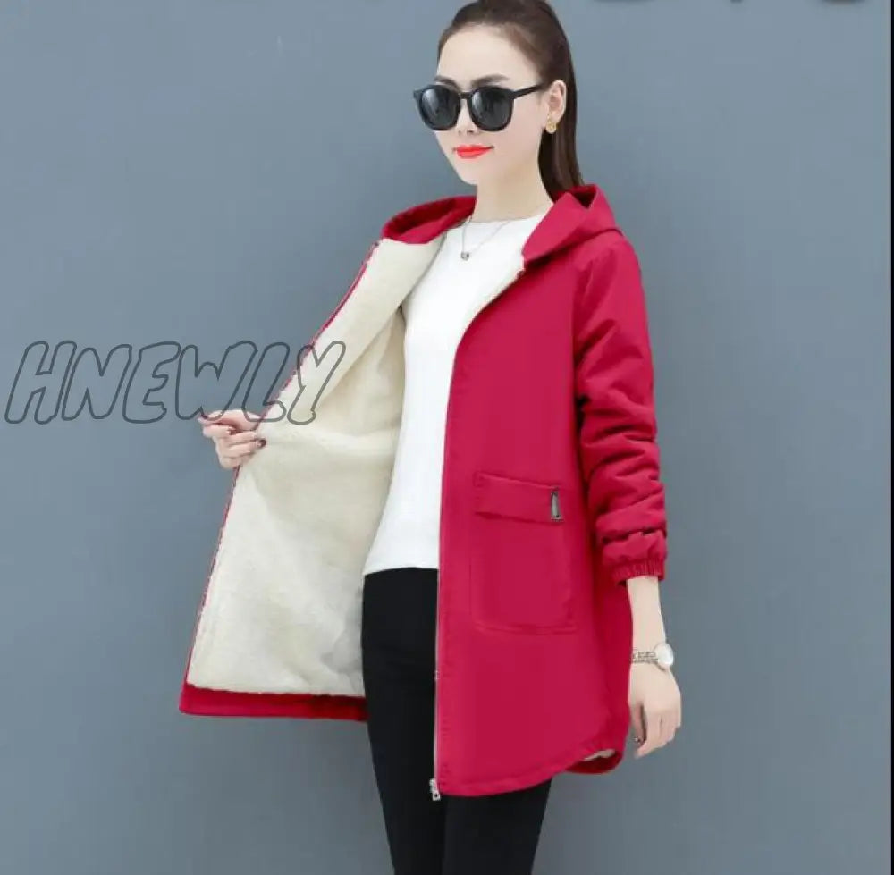 xsrrr Women Winter Coat New Korean Large Size Loose Hooded Jacket Autumn Casual Plus Velvet Female Windbreaker Plus Size 6XL Y562